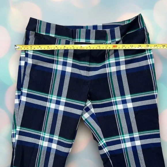 Ann Taylor Women’s Navy Blue Checkered Plaid Straight Leg Pants Slacks Size 2 - Picture 3 of 6
